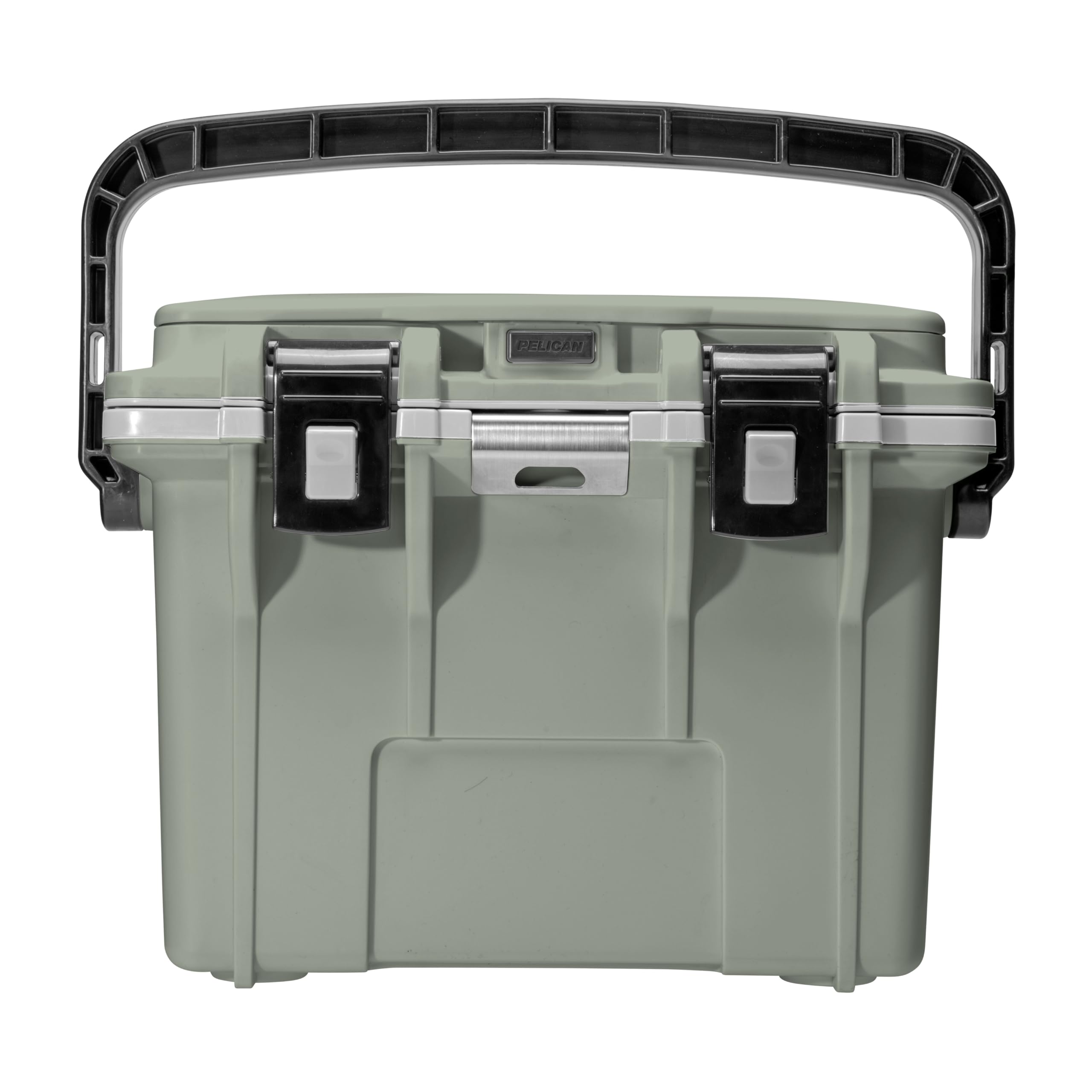 Pelican 14-quart lunch cooler in Sage-Gray with a secure lid for on-the-go meals.