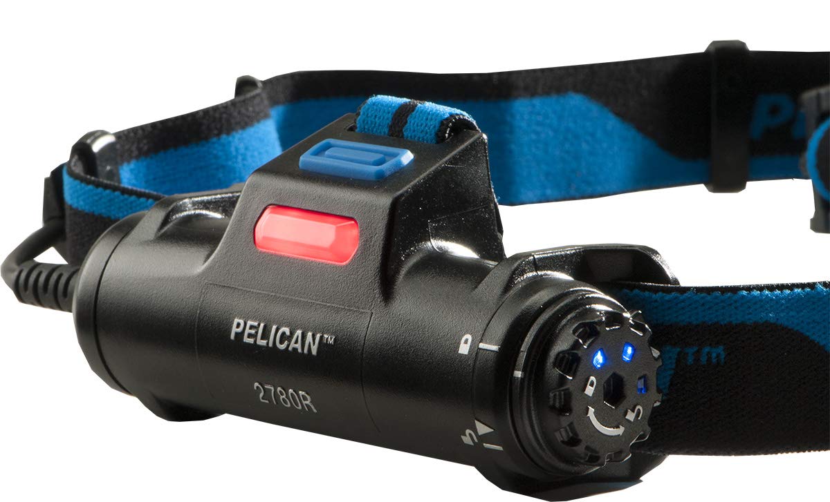 Pelican 2780R headlamp showing beam distance for long-range visibility in outdoor work.
