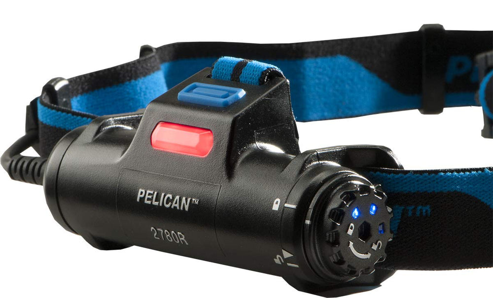 Pelican 2780R headlamp showing beam distance for long-range visibility in outdoor work.