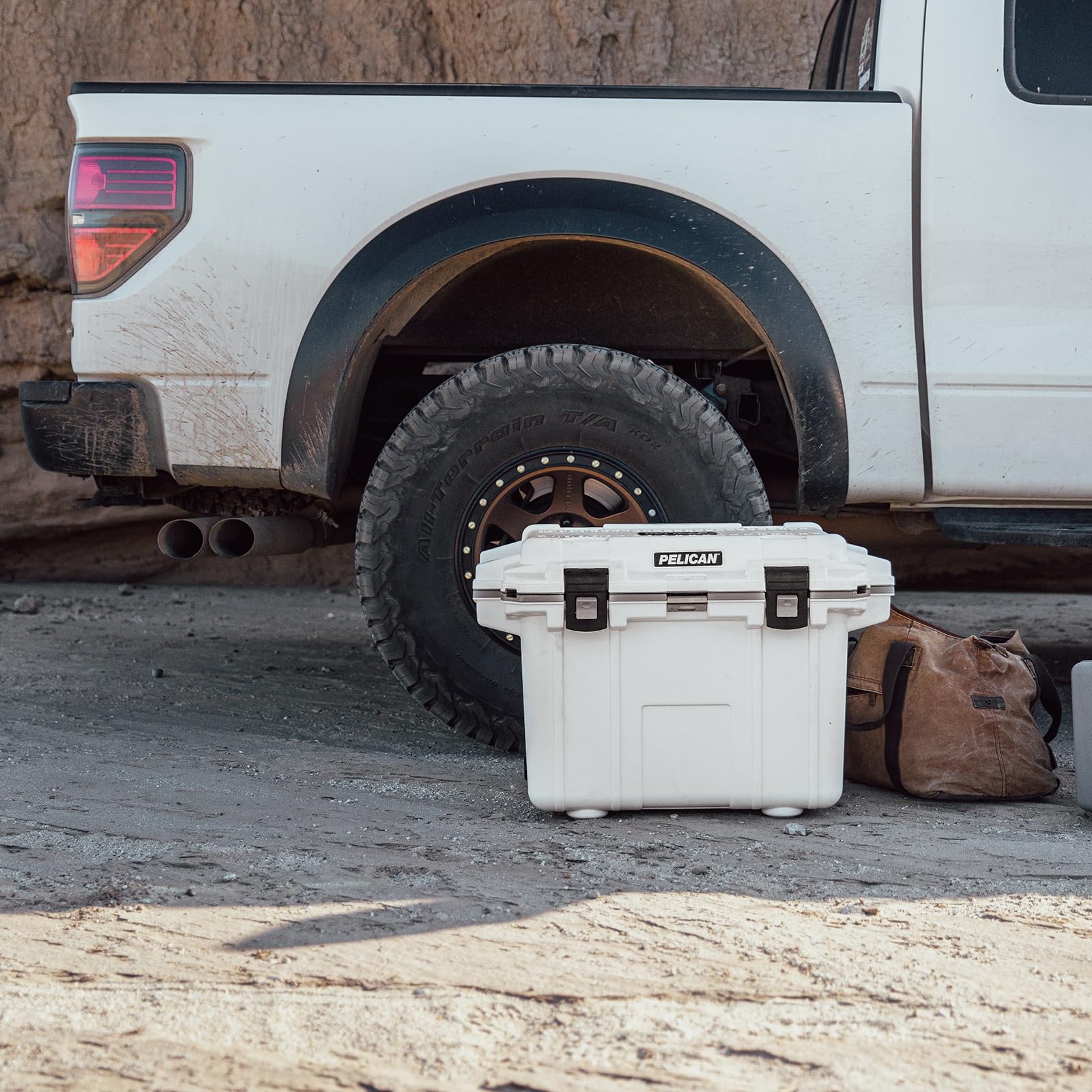 Pelican 50 Quart Elite Cooler rugged exterior for lasting durability on trips.