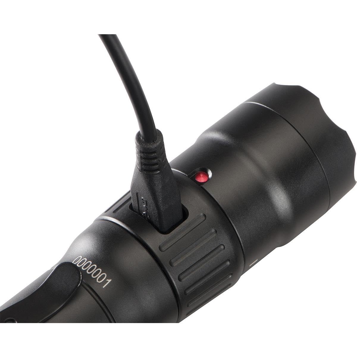 Pelican 7600 flashlight USB recharge feature with included battery