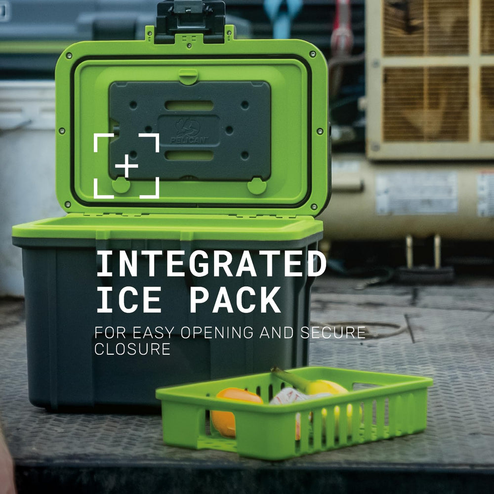 Pelican 8 Quart Lunch Box Cooler dry storage lid holds small accessories.