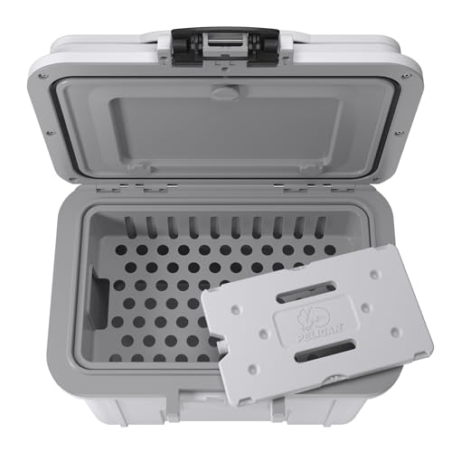 Pelican 8 Quart Lunch Box Cooler interior with ice pack for effective cooling.