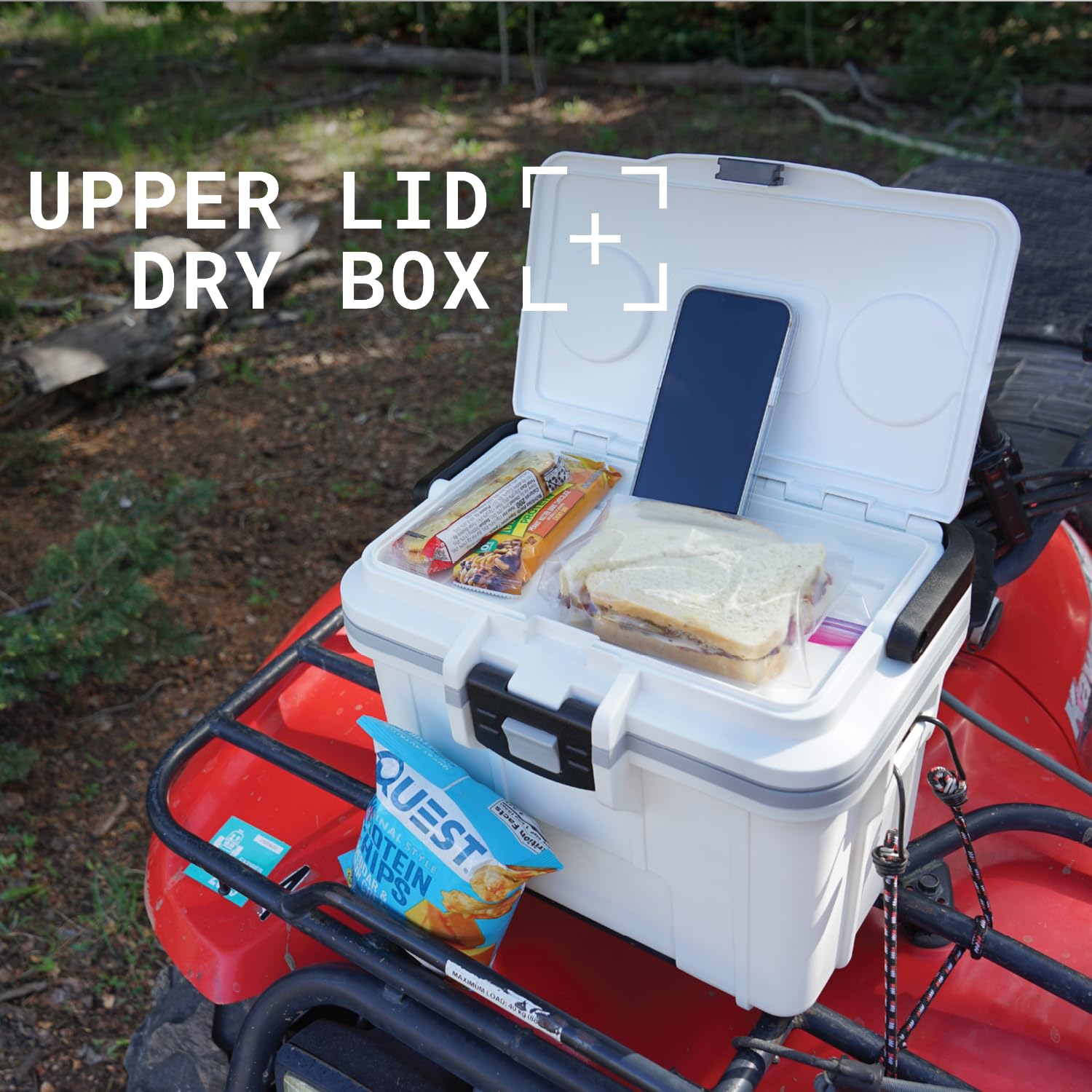 Pelican 8 Quart Lunch Box Cooler side tie-down openings for secure mounting.