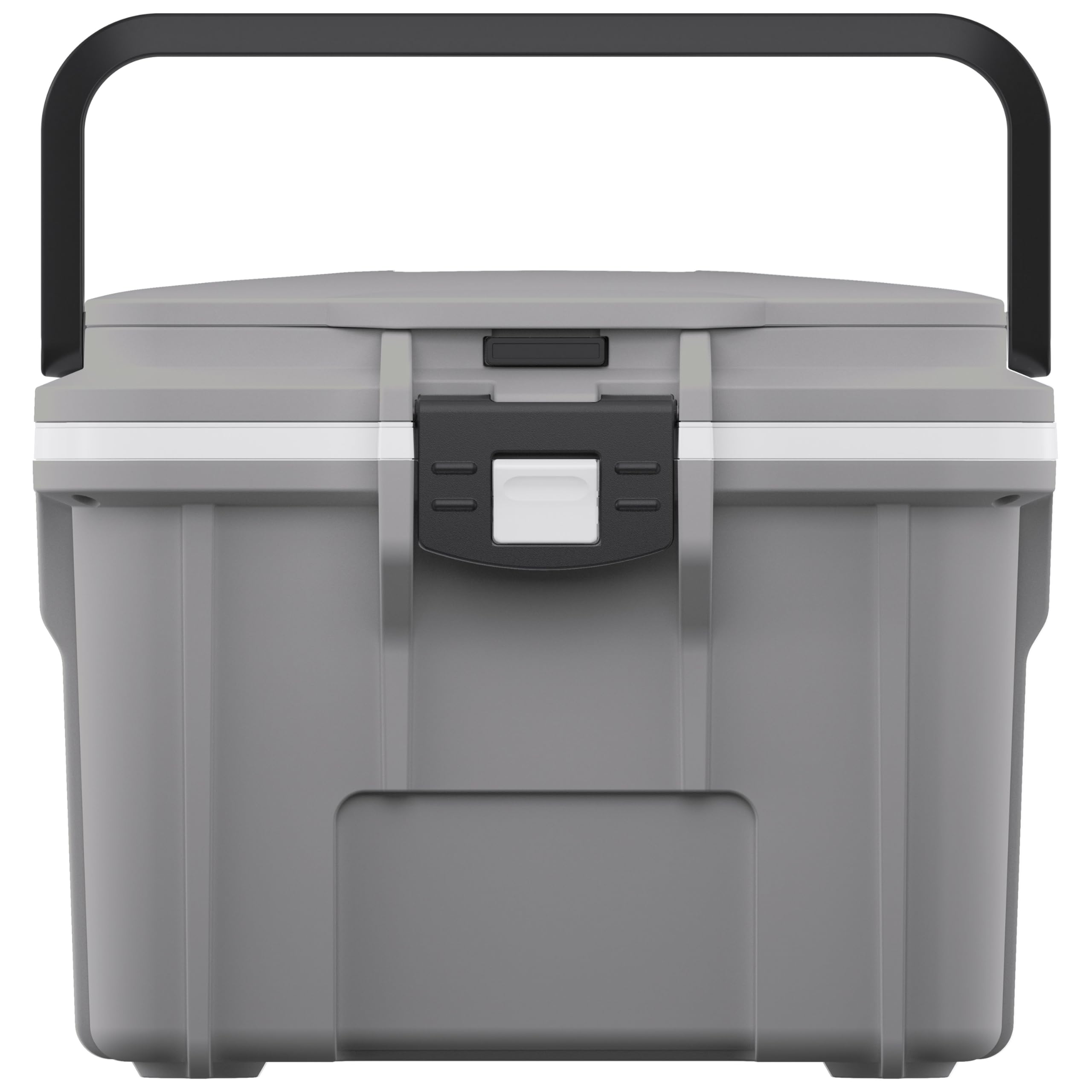 Pelican 8QT cooler front view in cement/white, rugged field-ready design.