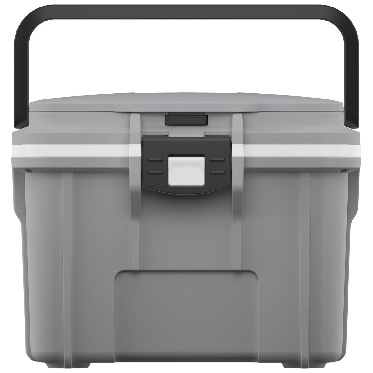 Pelican 8QT cooler front view in cement/white, rugged field-ready design.
