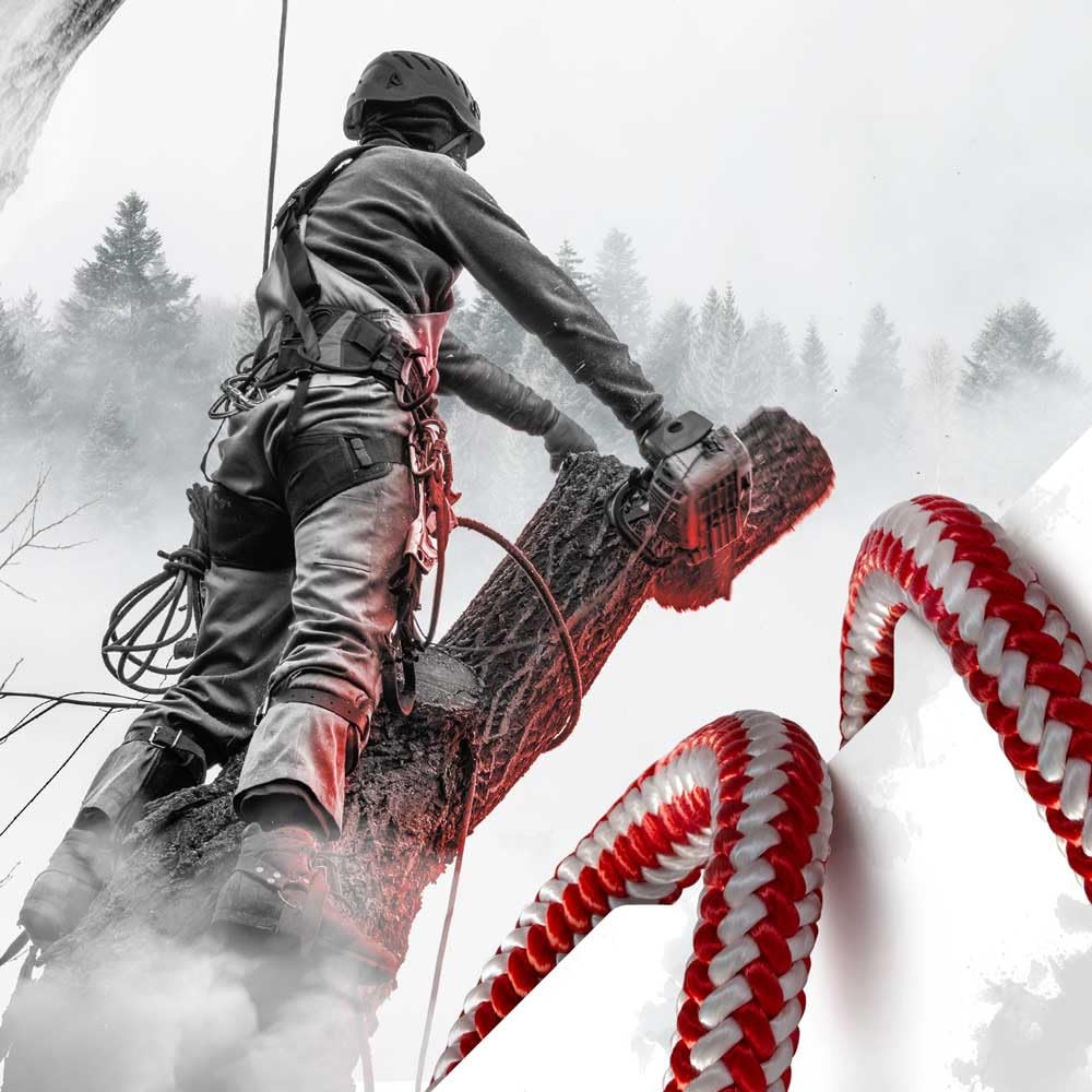 Close-up of Pelican Arborist Rope 16-strand core shows durability