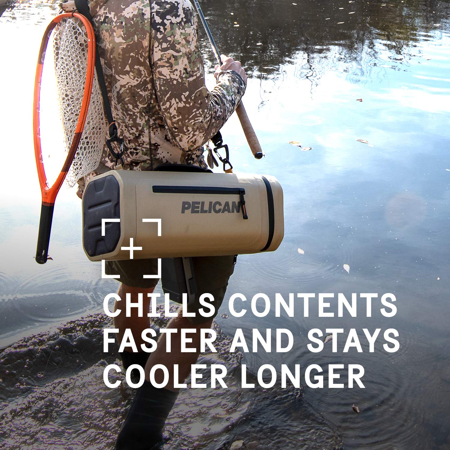 Pelican ice pack close-up shows a durable, reusable shell.
