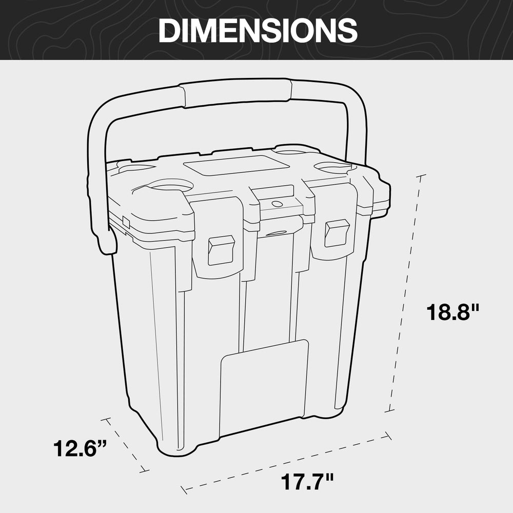 Pelican Elite 20qt cement-white reinforced lock hasp with bottle opener.