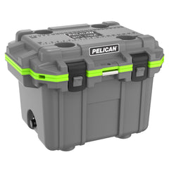 Pelican Elite 30-quart cooler front view shows rugged exterior for outdoor adventures.