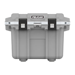 Pelican Elite 30qt cooler top view with rugged cement/white finish for outdoor adventures