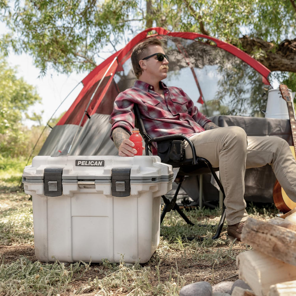 Pelican Elite cooler self-draining cup holders support beverages on the go