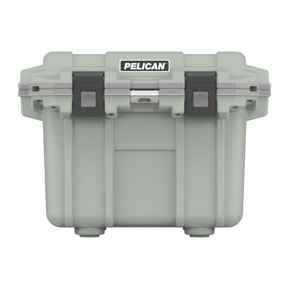 Pelican Elite 30 Qt Sage/Gray latches provide rugged closure for outdoor use