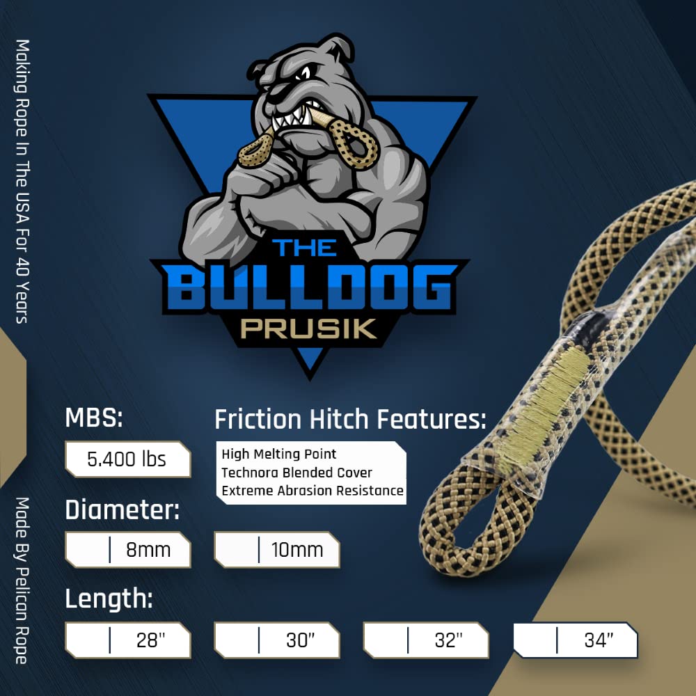 Eye-sewn Bulldog prusik from Pelican Rope ready for secure loop connections.