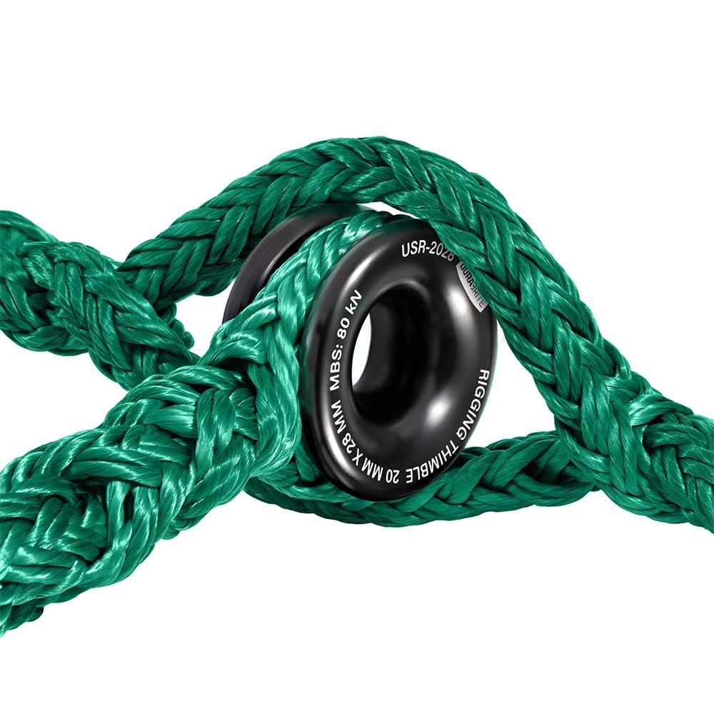 Pelican Rope adjustable rigging sling with aluminum ring simplifies anchor creation.