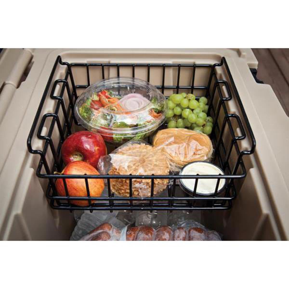 Pelican wire basket interior view showing removable and washable feature for easy cleanup.