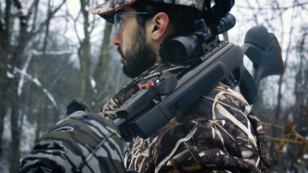 Close-up of break barrel air rifle for small game