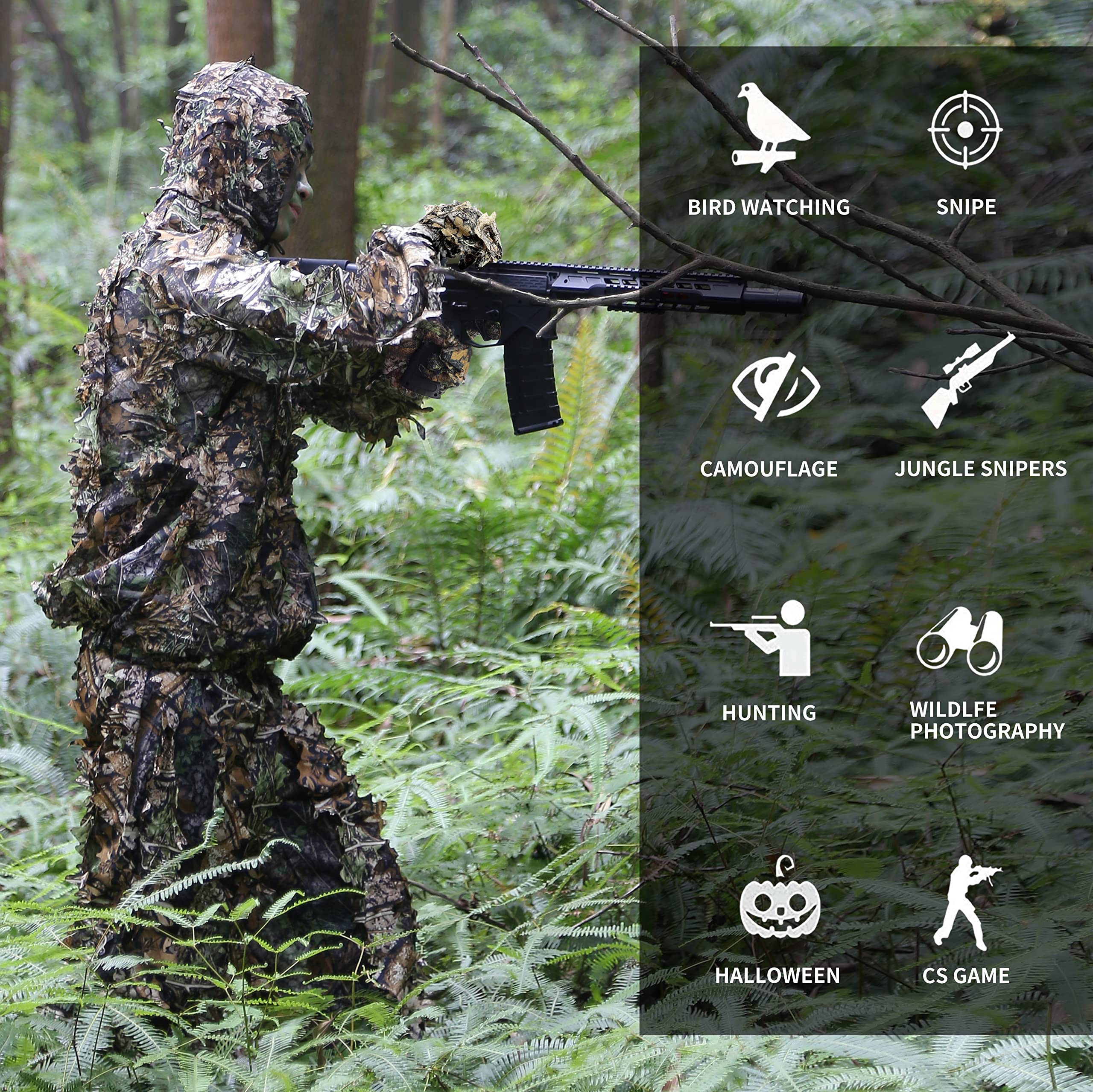 PELLOR Ghillie Suit adjustable waist for versatile sizing
