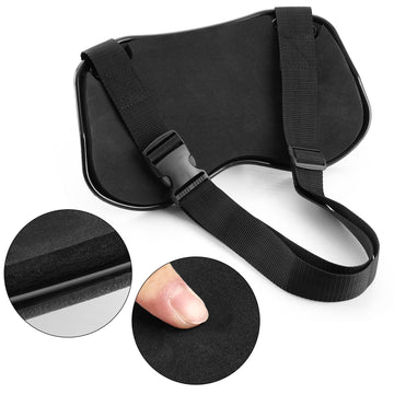 PELLOR padded belt worn on waist for reduced fatigue during long sessions.