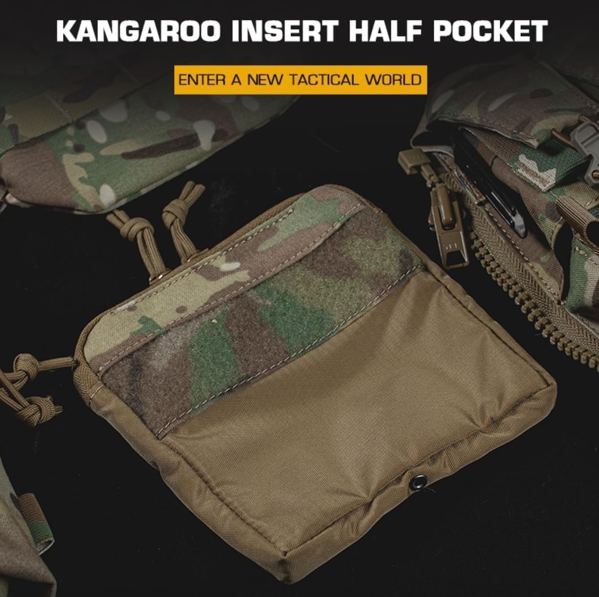 Peminkoo Kangaroo insert half pocket mounted on the D.O.P.E front flap for organized storage.