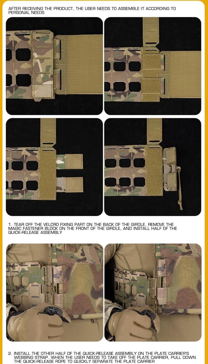 Peminkoo MOLLE mount with three rows supports pouches.