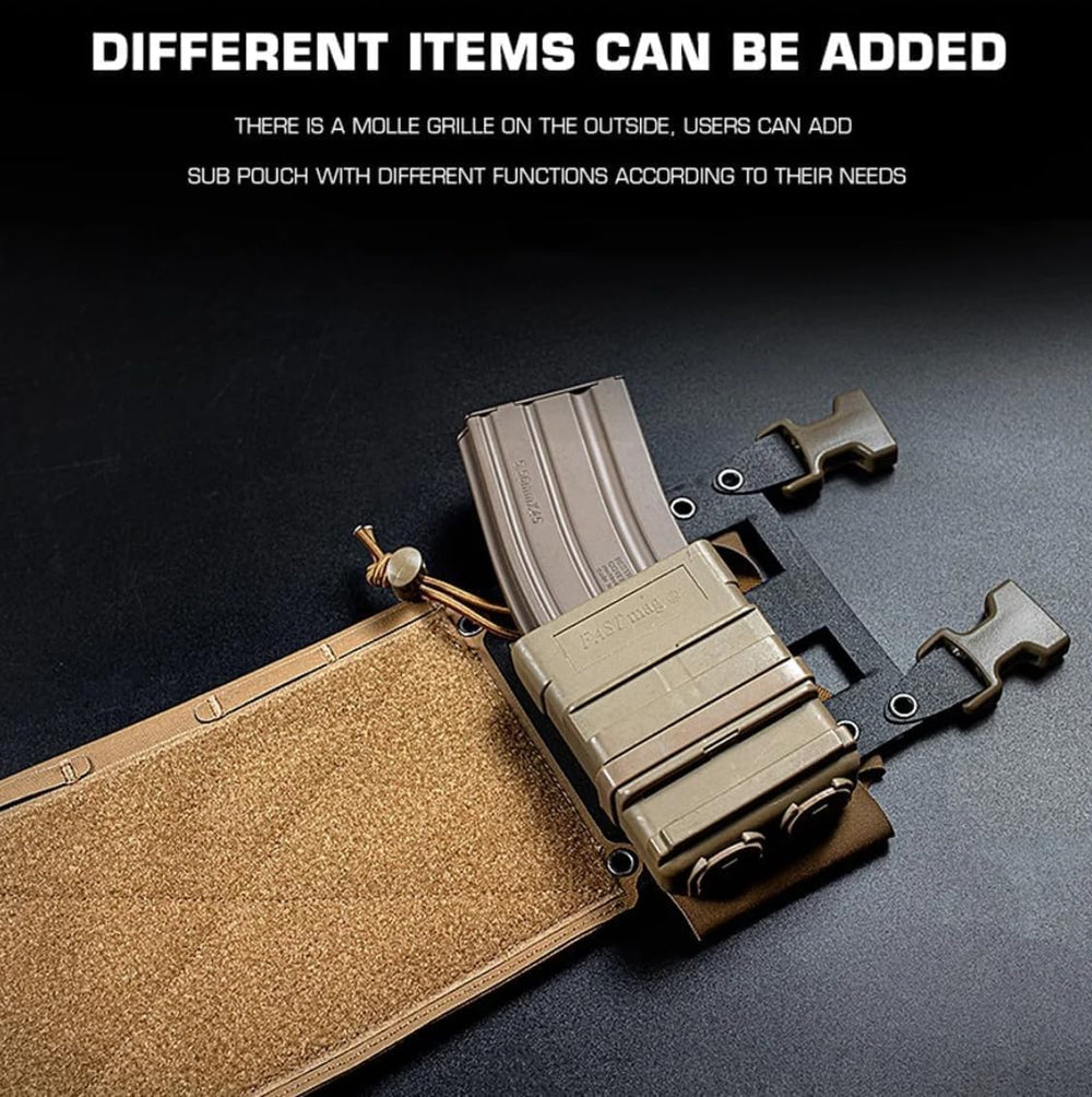 Peminkoo front loop panel close-up emphasizes patch compatibility and rugged fastening.