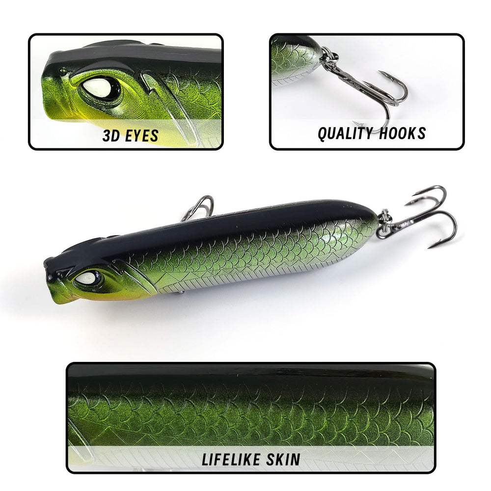 Snakehead shape lure design in action