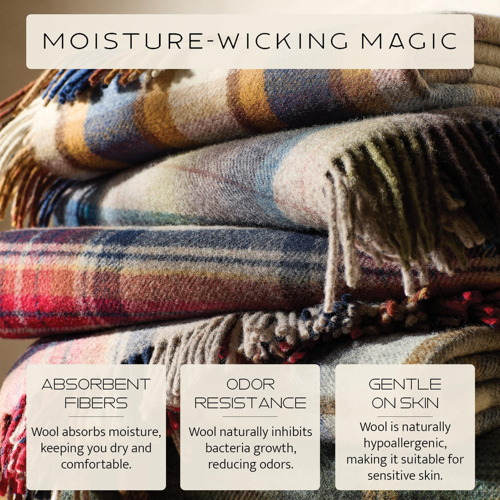 Pendleton self-fringe detail adds artisanal texture to a classic plaid throw.