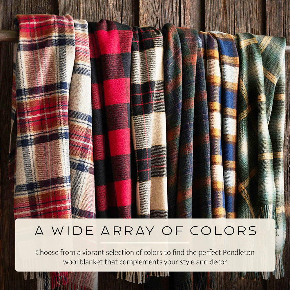 Pendleton wool blanket virgin wool closeup reveals quality fibers and weaving.