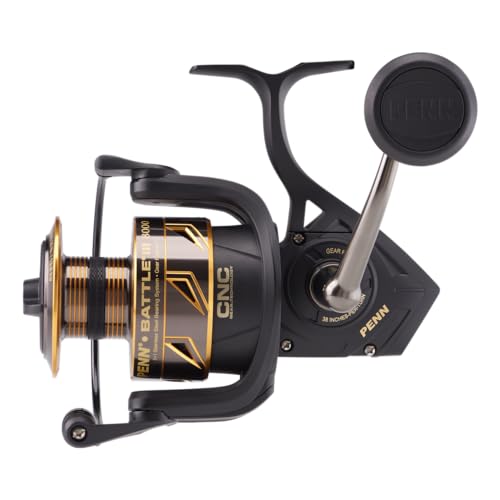 PENN Battle III 8000 CNC gear close-up highlights precise, smooth retrieves.
