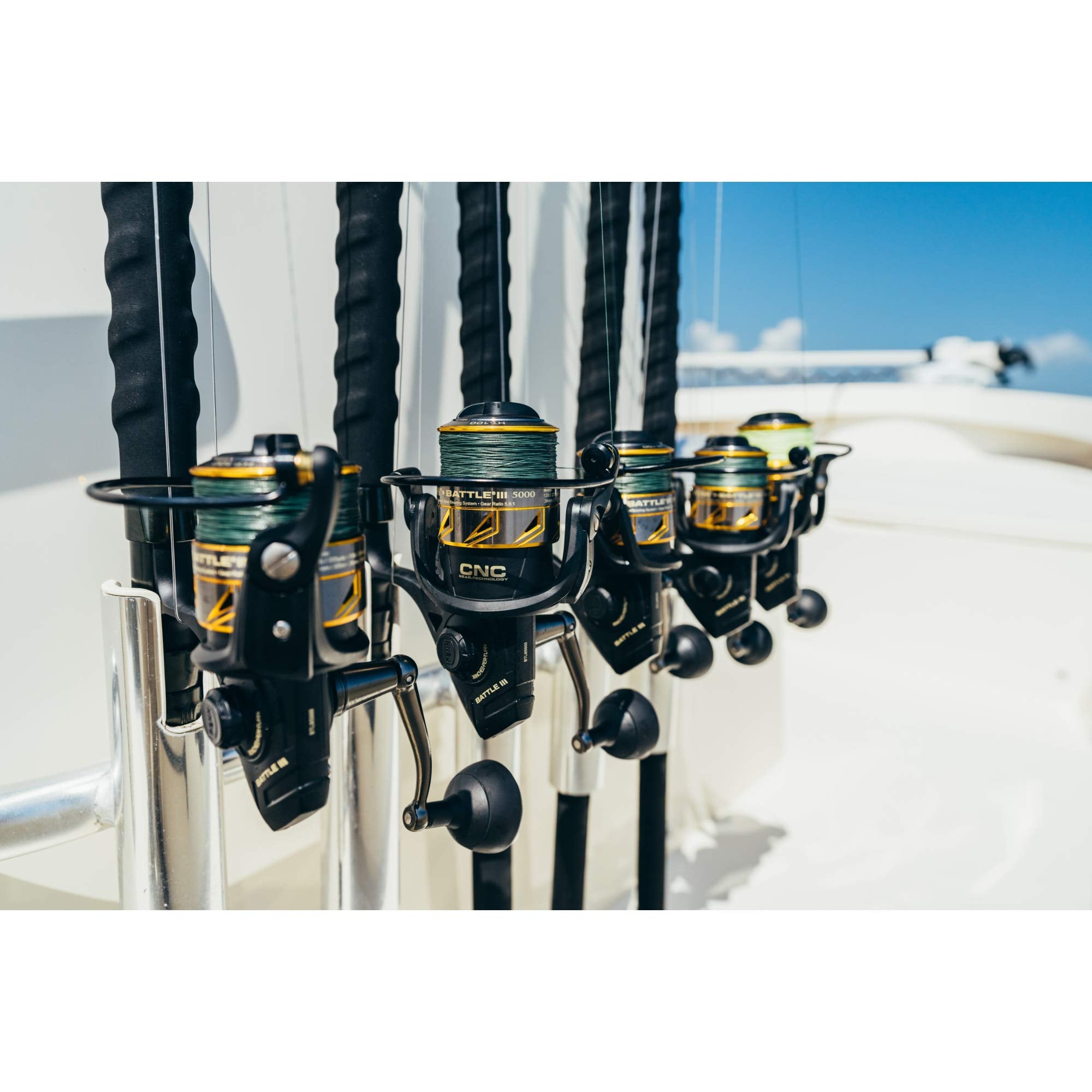 PENN Battle III braid-ready spool image indicating secure braided line attachment.
