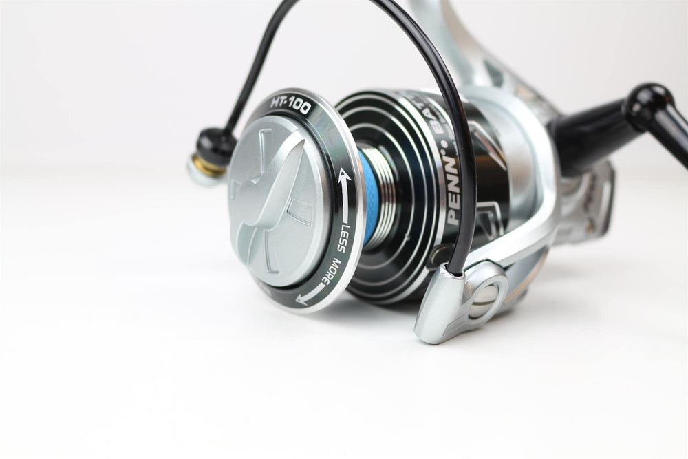 PENN Battle III DX drag system close-up demonstrates sturdy HT-100 carbon fiber performance.