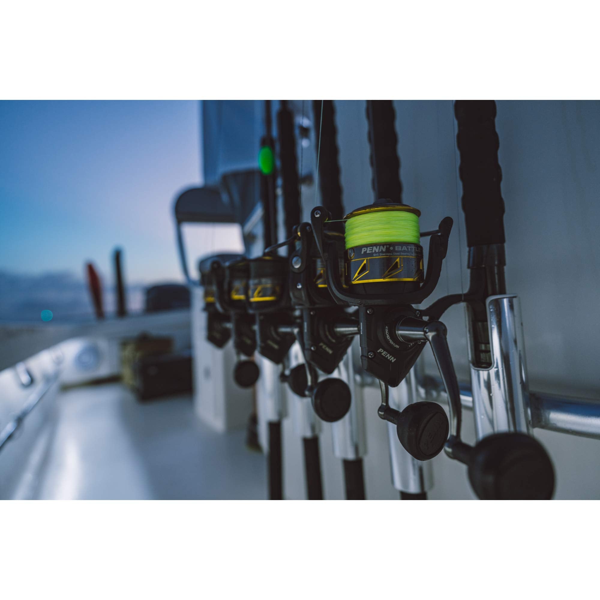 PENN Battle III line capacity rings on spool for braided line optimization.
