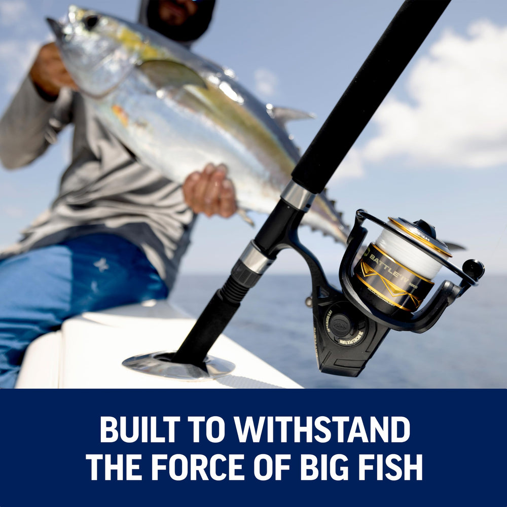 Penn Battle IV HT-100 drag system in action offers powerful, consistent stopping force.