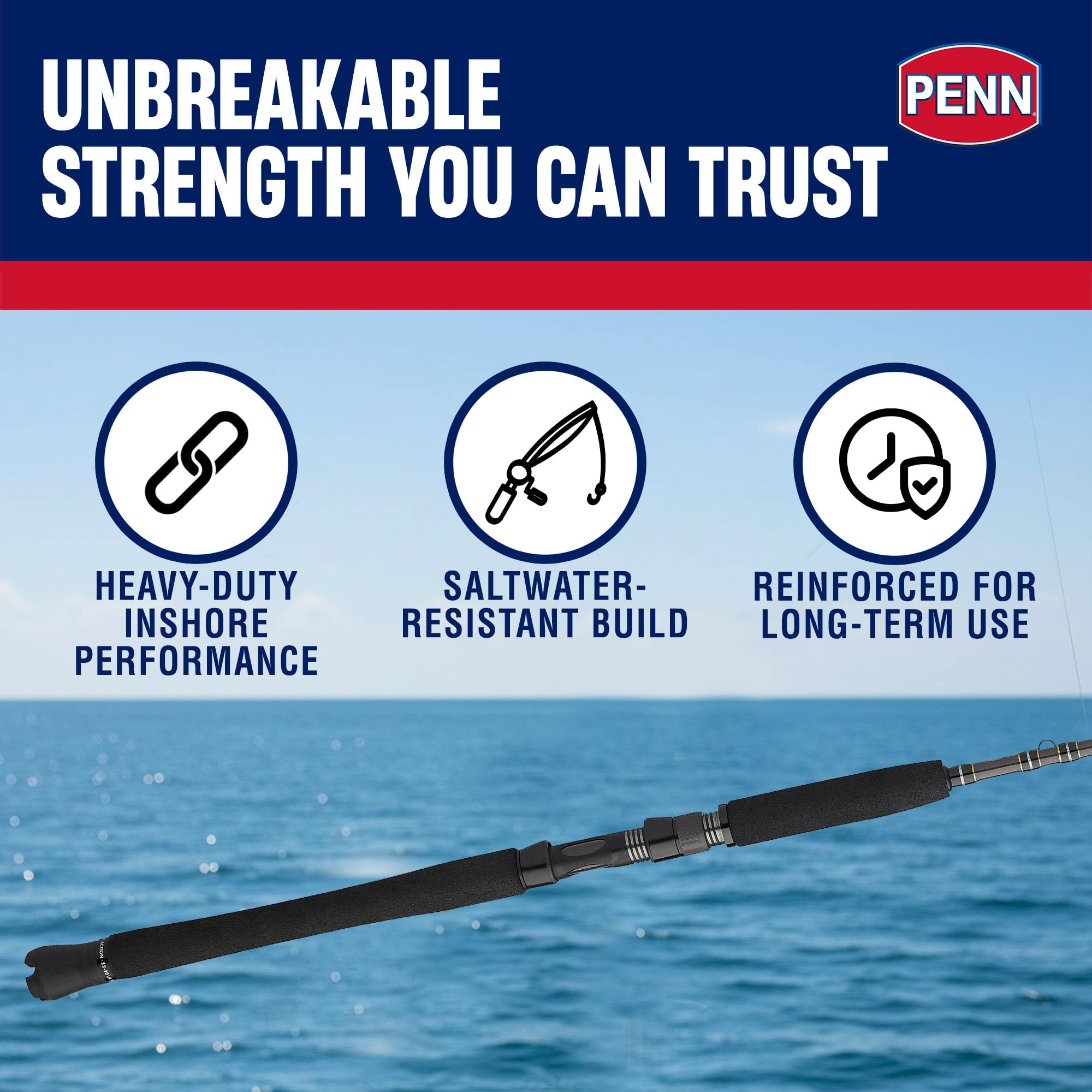 Penn Carnage III Fuji K-guides on rod reduce tangles for smooth casting.