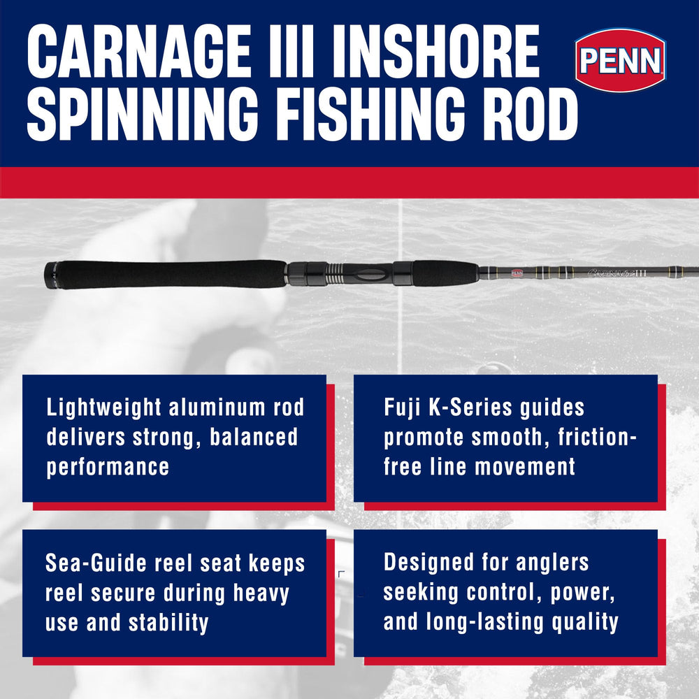 Penn Carnage III Inshore Rod guide-system highlighting tangle-free performance