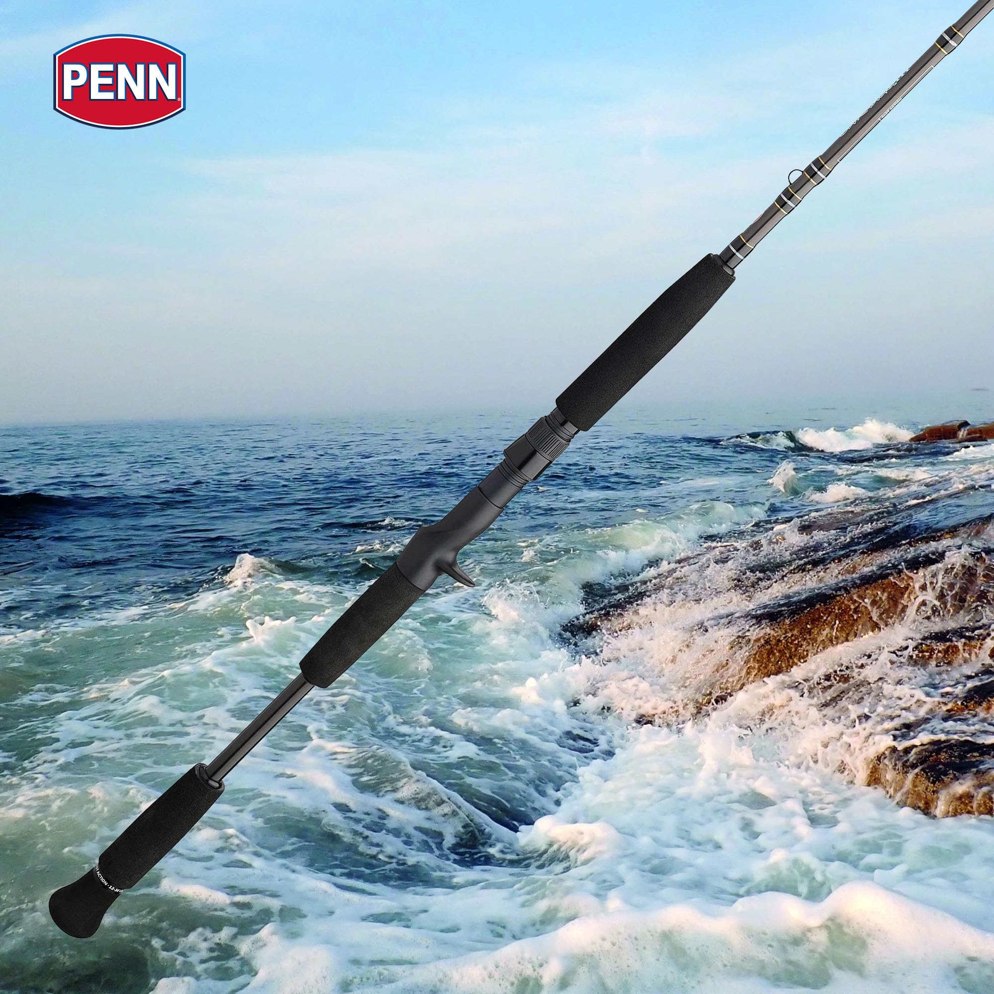Penn Carnage III Hypalon handle close-up with slip-resistant grip.