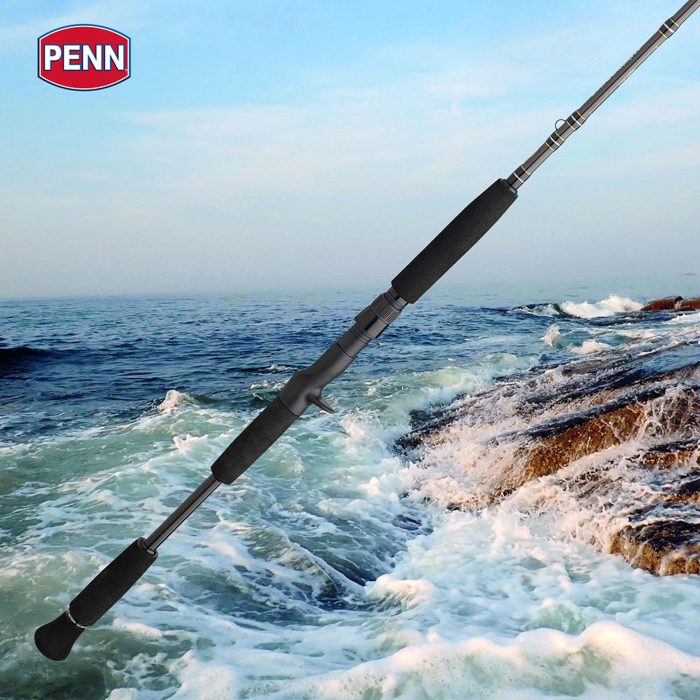 Penn Carnage III Hypalon handle close-up with slip-resistant grip.
