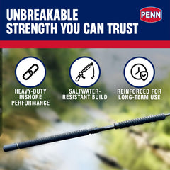 Penn Carnage III Inshore Rod reel-seat emphasizing secure Sea-Guide mounting