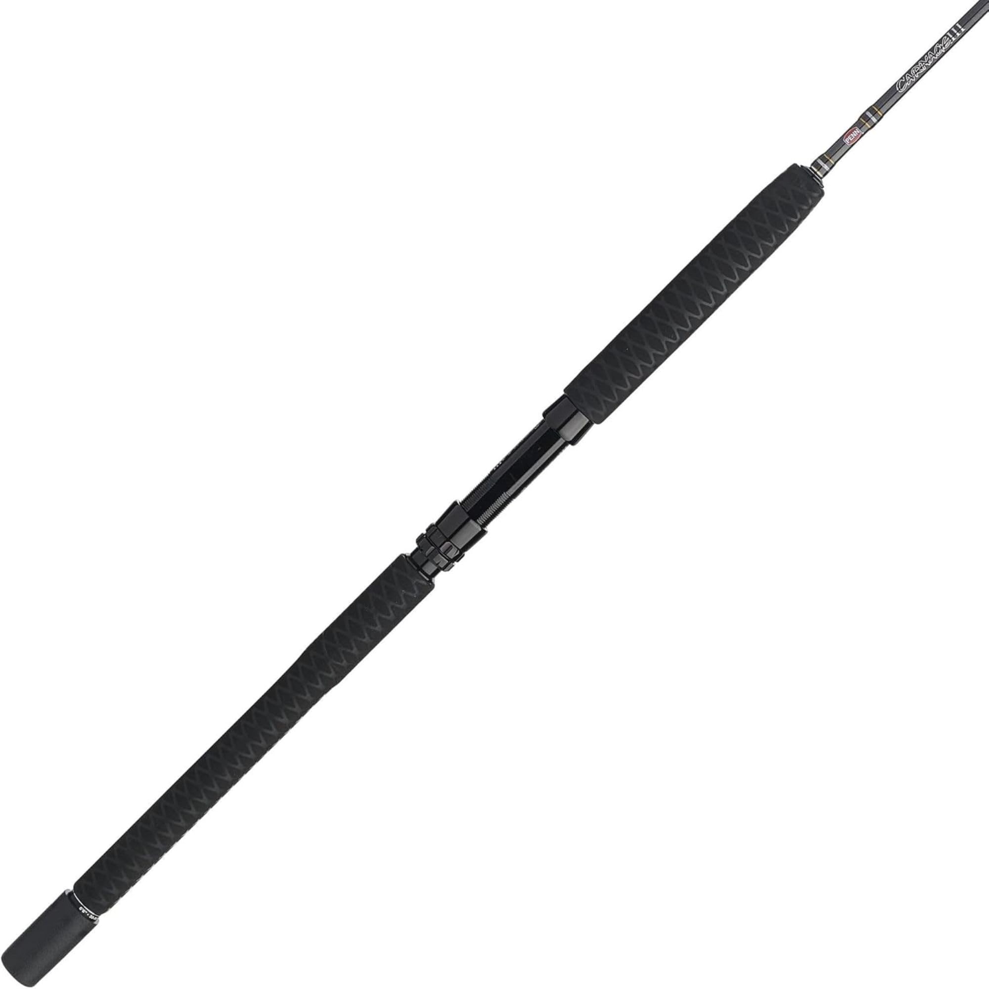 Penn Carnage III Jig Spinning Rod features Sea-Guide aluminum reel seat for secure grip under demanding casts
