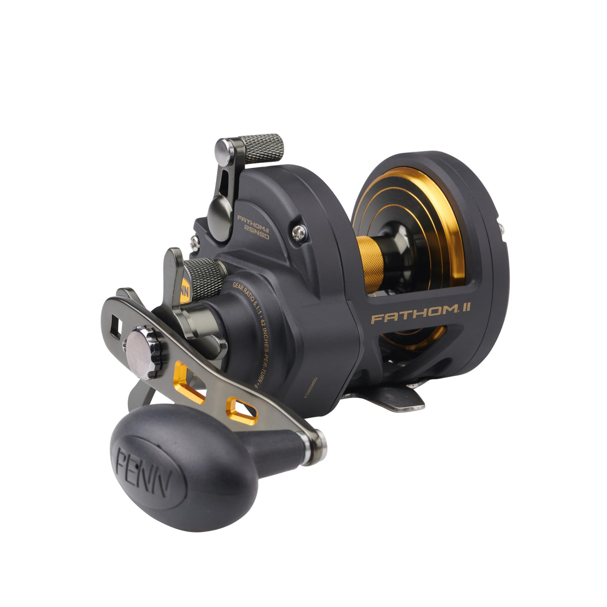 PENN Fathom II front view showing a durable metal body for saltwater fishing