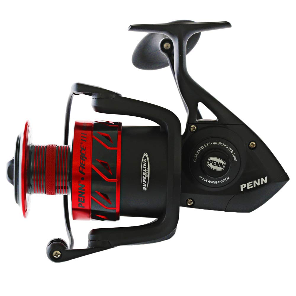 PENN Fierce III 8000 handle closeup reveals solid grip for long casts