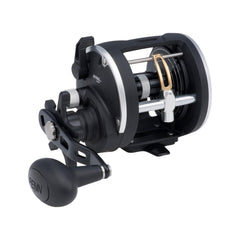 PENN Rival Level Wind reel front view shows lightweight graphite frame for durable saltwater fishing.