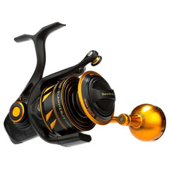 PENN Slammer IV spinning reel front view highlights rugged design for saltwater use.