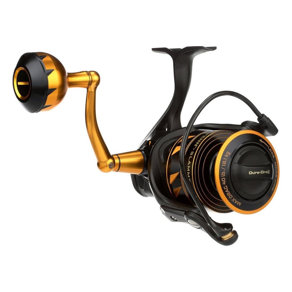 PENN Slammer IV spinning reel in-hand shows balanced grip for long casts.
