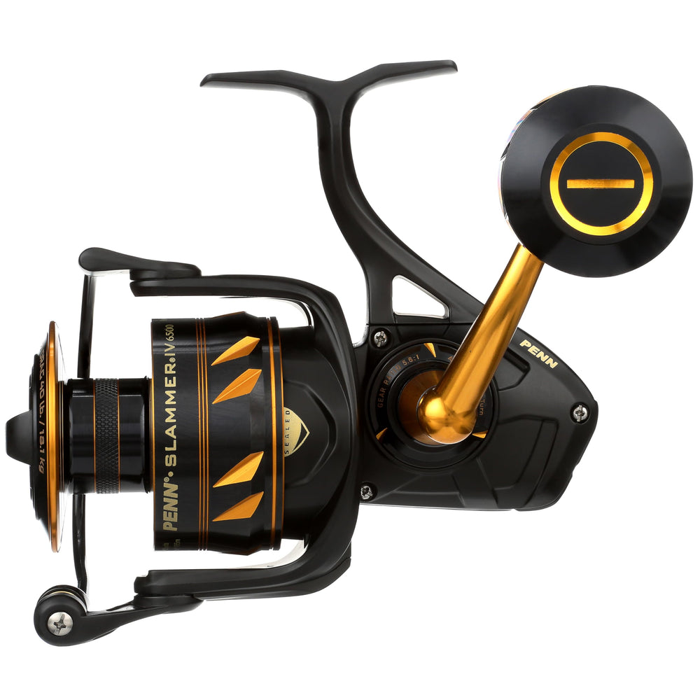 PENN Slammer IV front view shows rugged durability for saltwater fishing.