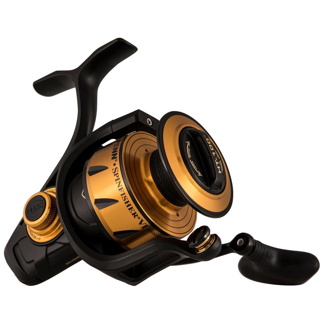 PENN Spinfisher VI front-drag close-up showing sealed aluminum spool for saltwater reliability.