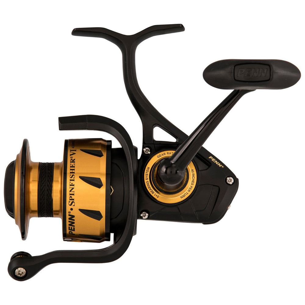 PENN Spinfisher VI all-metal body close-up emphasizes durability and CNC gears under heavy loads.