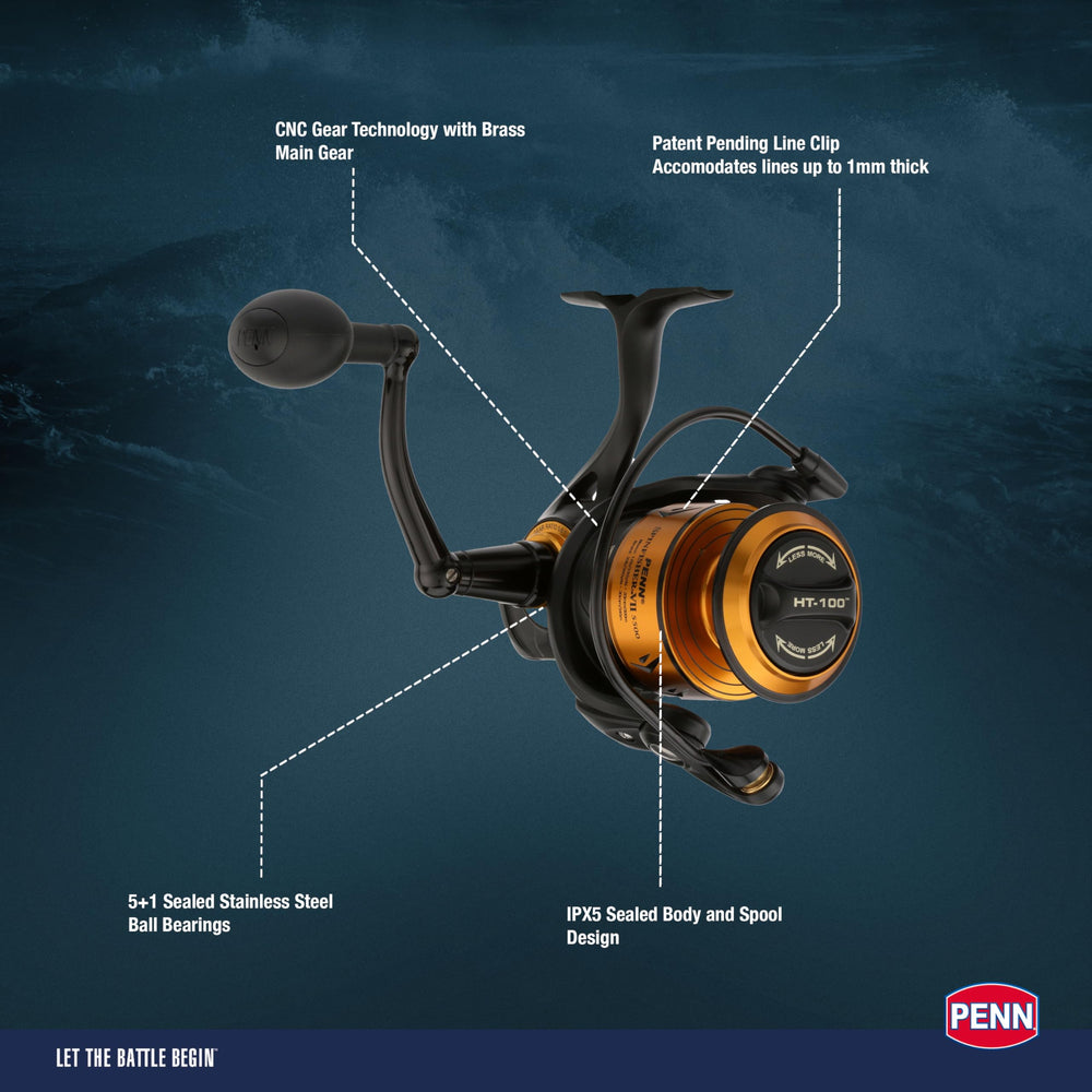 PENN Spinfisher VII six bearings illustrate ultra smooth retrieves in rough conditions.