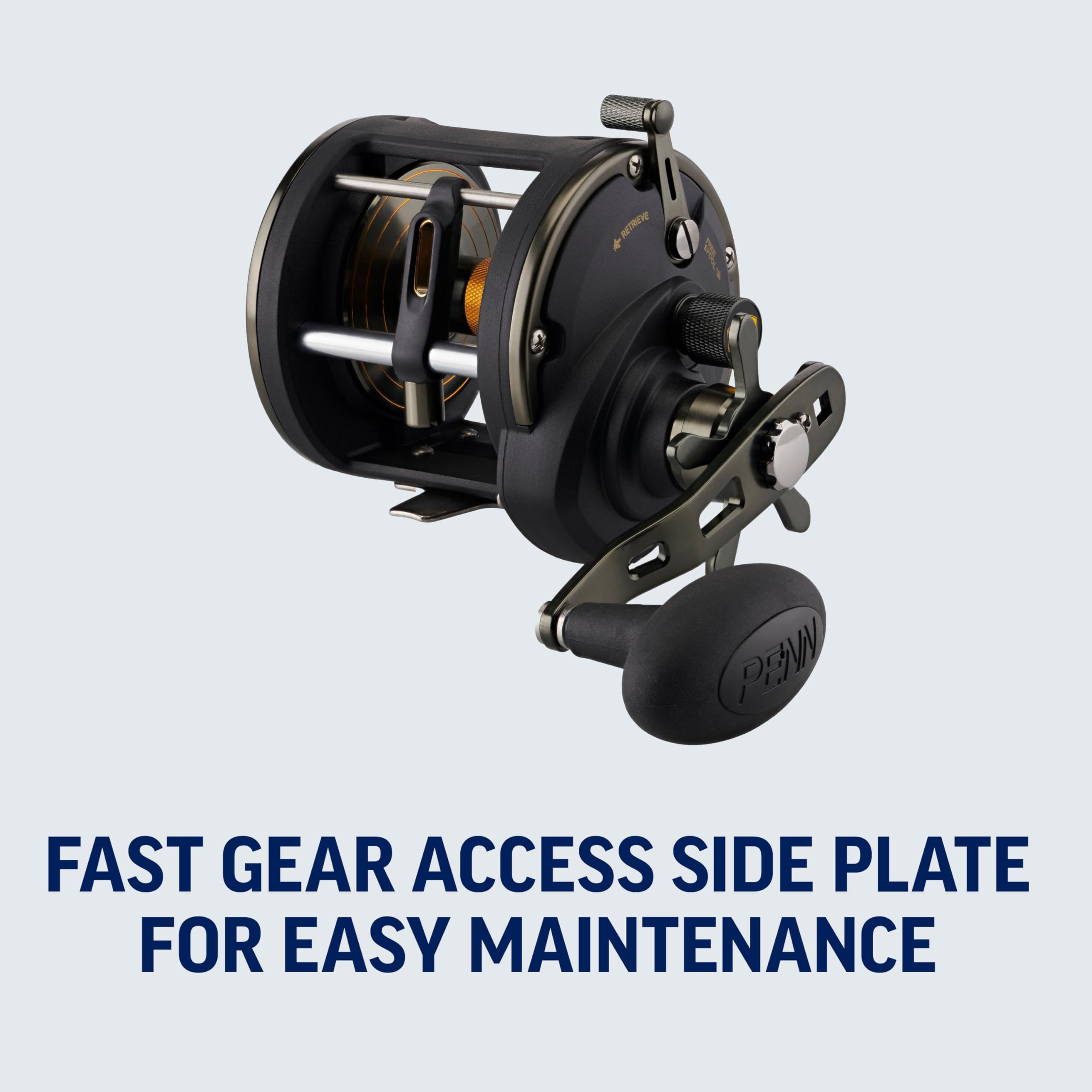 PENN Squall II level wind spool and frame show balanced performance with reduced fatigue.